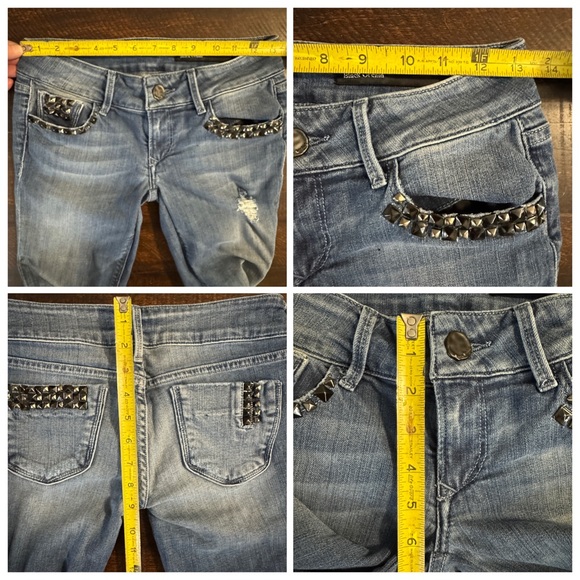 Black Orchid Hurricanea Studded Skinny Jeans Blue Distress Size 25 Edgy Rocker - Picture 9 of 17